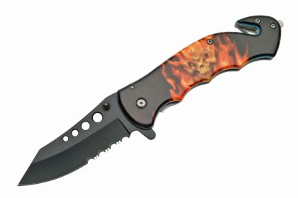 4.5" FLAMING SKULL RESCUE FOLDER