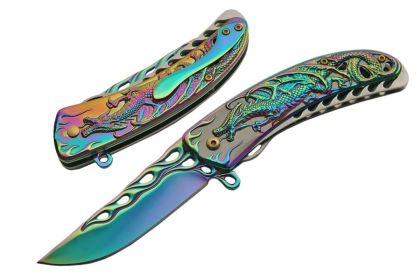 4.5" RAINBOW TITANIUM DRAGON FOLDER