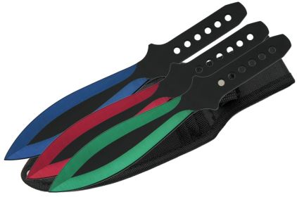 9" 3PC ASSORTED COLOR THROWING KNIFE SET