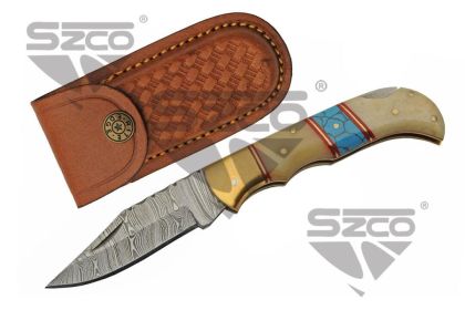 3.75" WHITE BONE TORQUOISE FOLDER