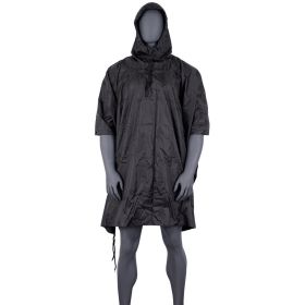 RIPSTOP PONCHO - BLACK WITH REFLECTIVE STRIP