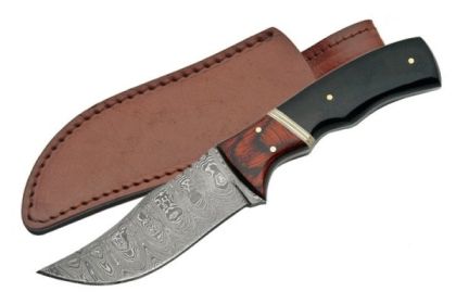 SZCO BUFFALO 8" DAMASCUS SKINNER HORN HANDLE