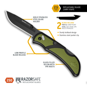 2.5 RAZOR-EDC LITE (OD Green PMS, 2 Black Blades)