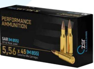 ZSR 5.56X45MM M855 62 Grain FMJ ''Green Tip'' Steel Core Penetrator Ammunition