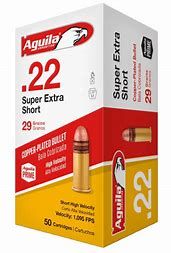 Aguila 22 Short Ammunition SuperExtra 1B222110 High Velocity 29 Grain  Copper Plated Round Nose 50 rounds