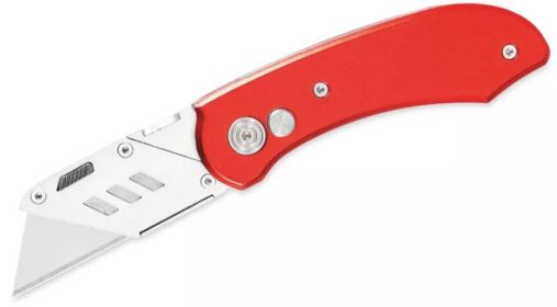 Compact utility knife safely folds to fit in your pocket RED