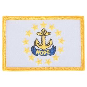 RHODE ISLAND FLAG PATCH - GOLD MERROW BORDER - 6 PACK