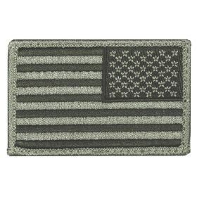 USA FLAG PATCH - SILVER GREY/BLACK - LEFT FACE - 6 PAC