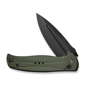 Incindie Flipper & Button Lock Knife (Color: OD Green/ Black Blade)